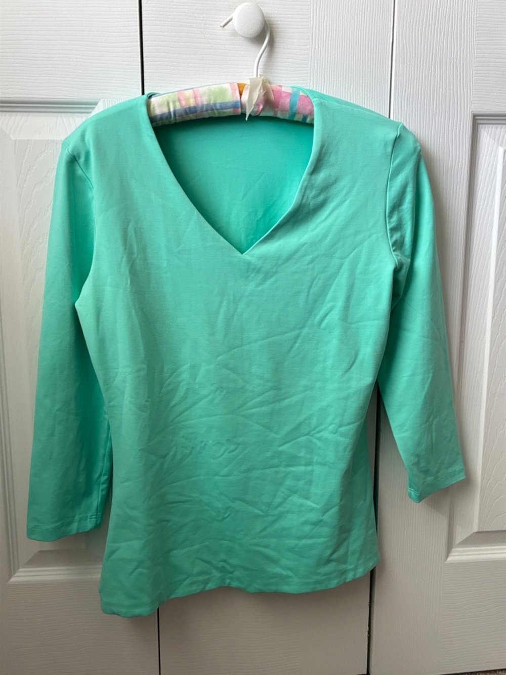 V-Neck Long Sleeve Shirt in Mint